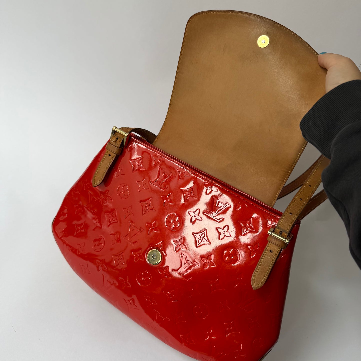 Louis Vuitton Red Vernis Biscayne Bay GM Bag Rouge