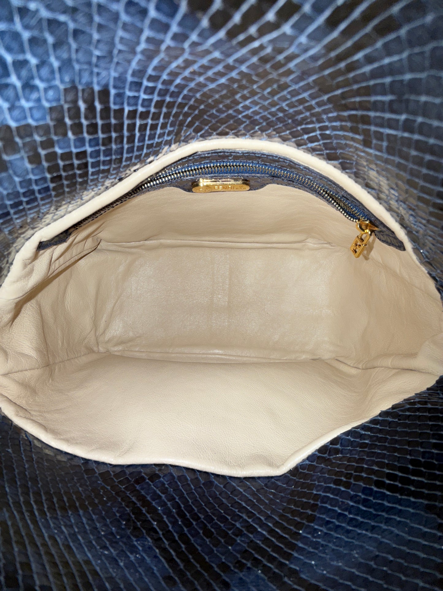 Fendi Black Python Leather Rounded Mamma Baguette