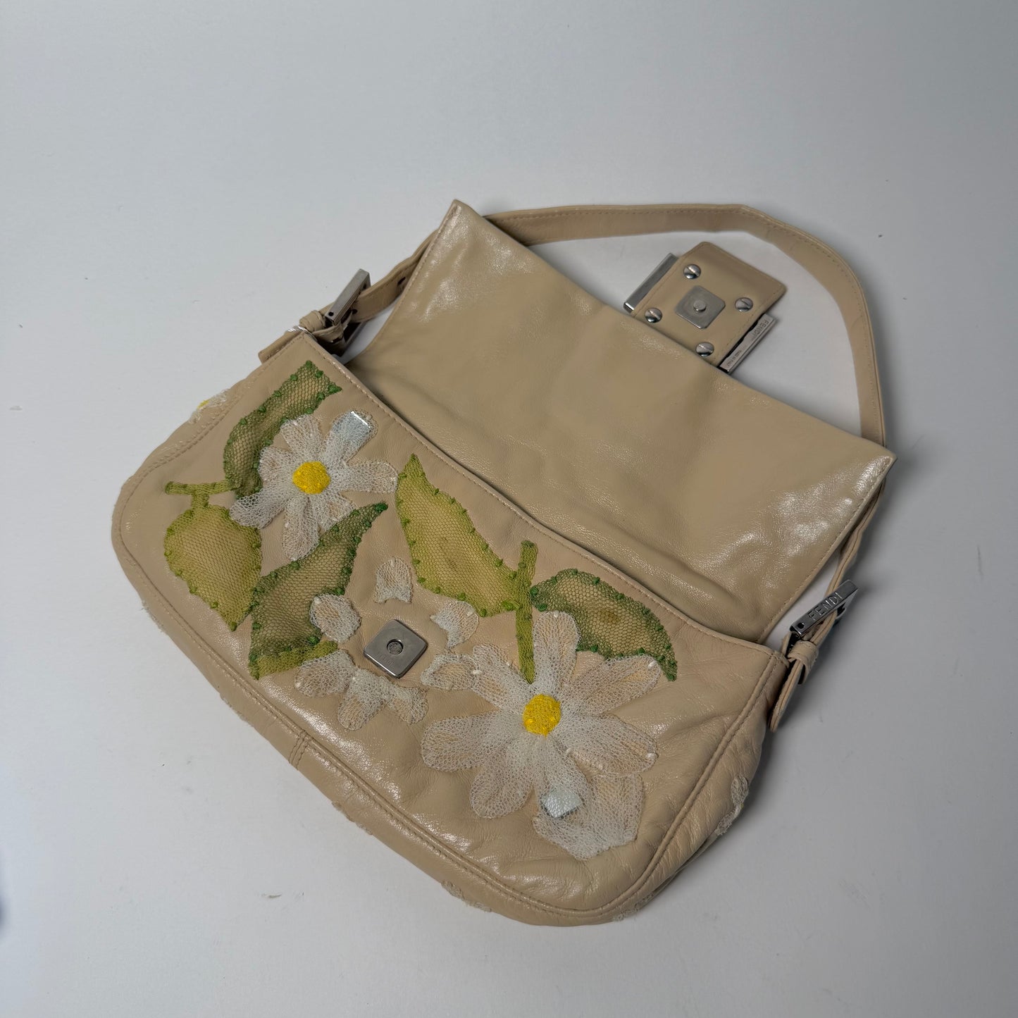 Fendi Baby Yellow Floral Baguette Bag
