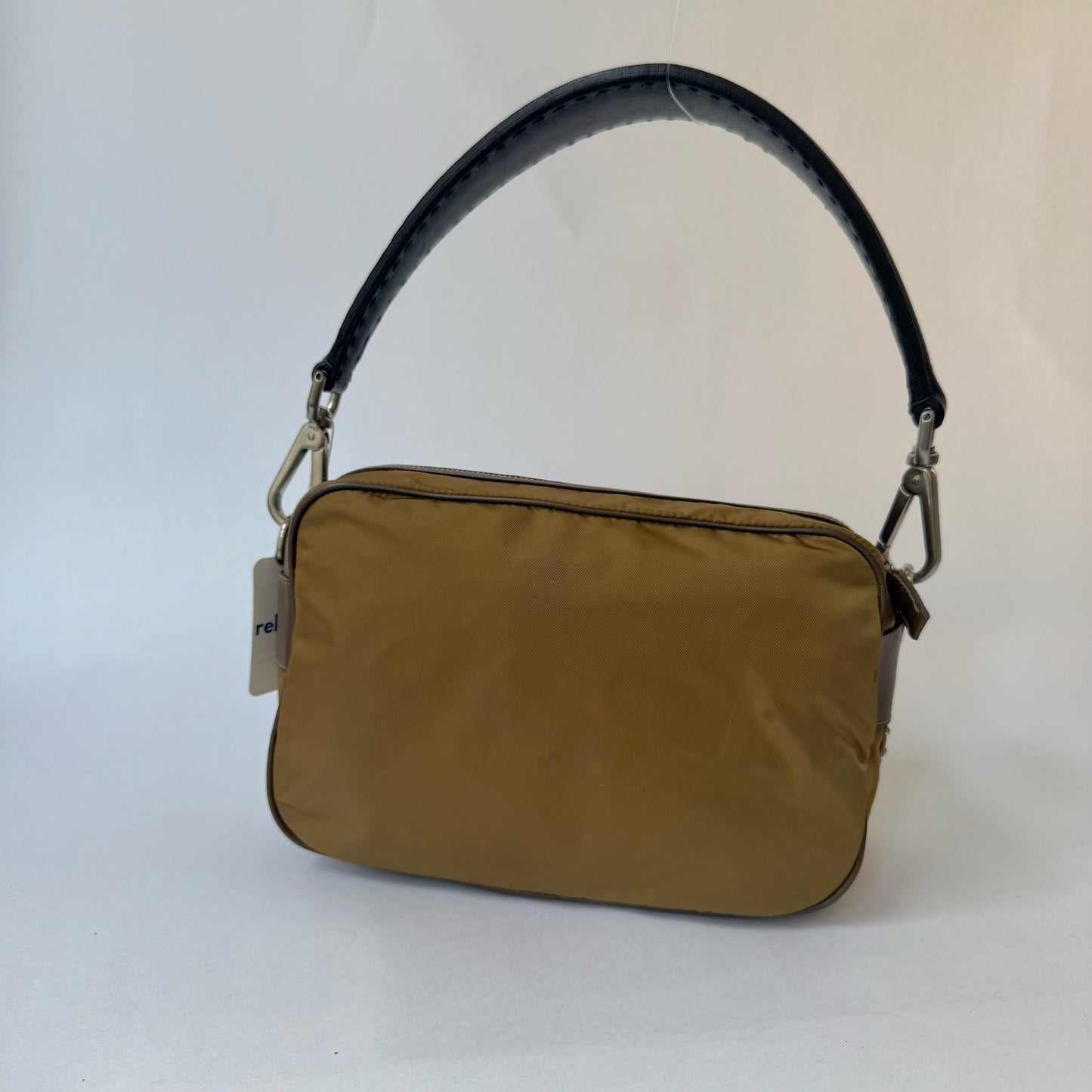 Prada Brown Nylon & Leather Shoulder Bag