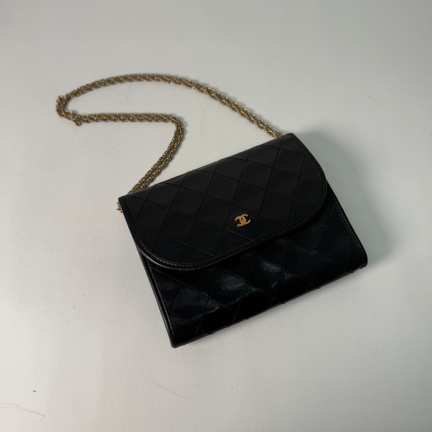 Chanel 1989 Black Lambskin Vintage Gabrielle Flap Crossbody Bag 24K GPHW