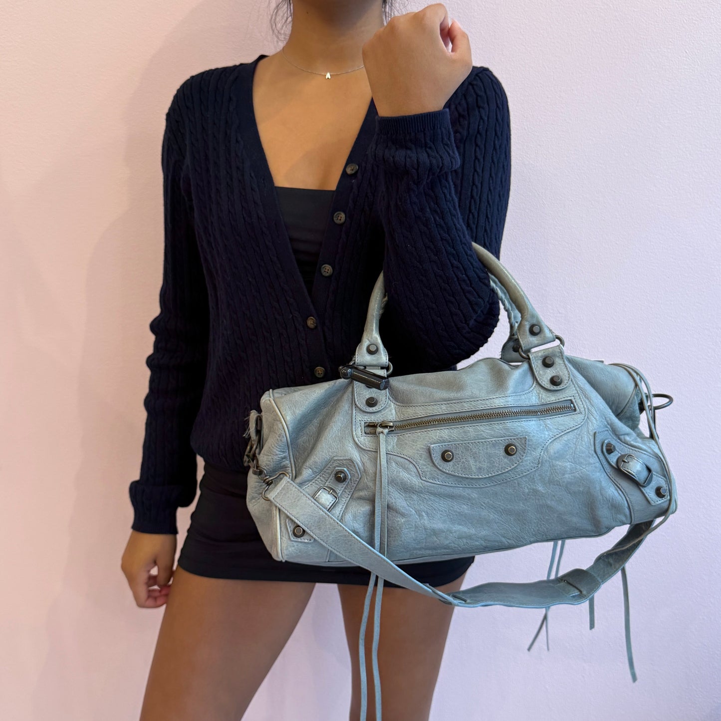 Balenciaga Light Blue Leather "Twiggy" City Bag