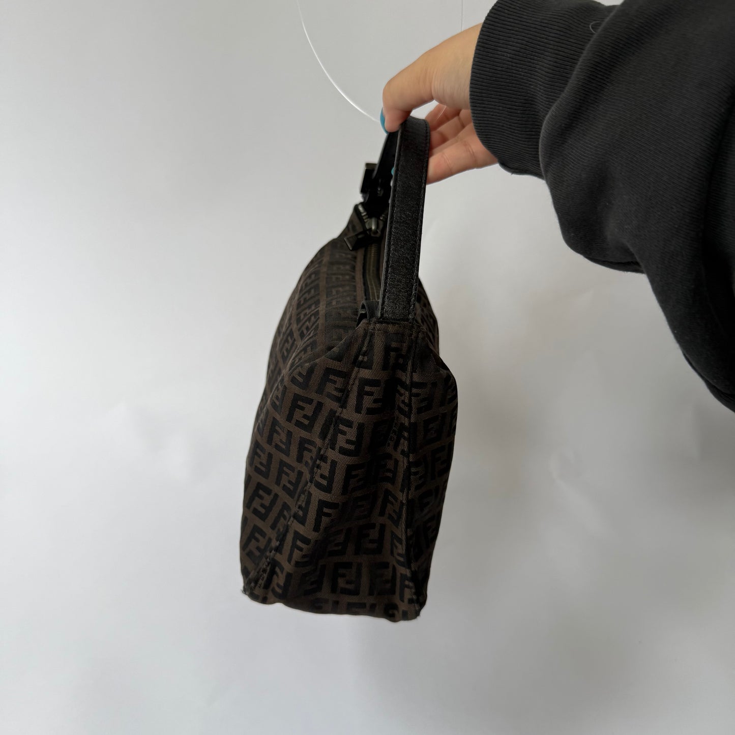 Fendi Brown Zucchino Canvas Mini Top Handle Bag