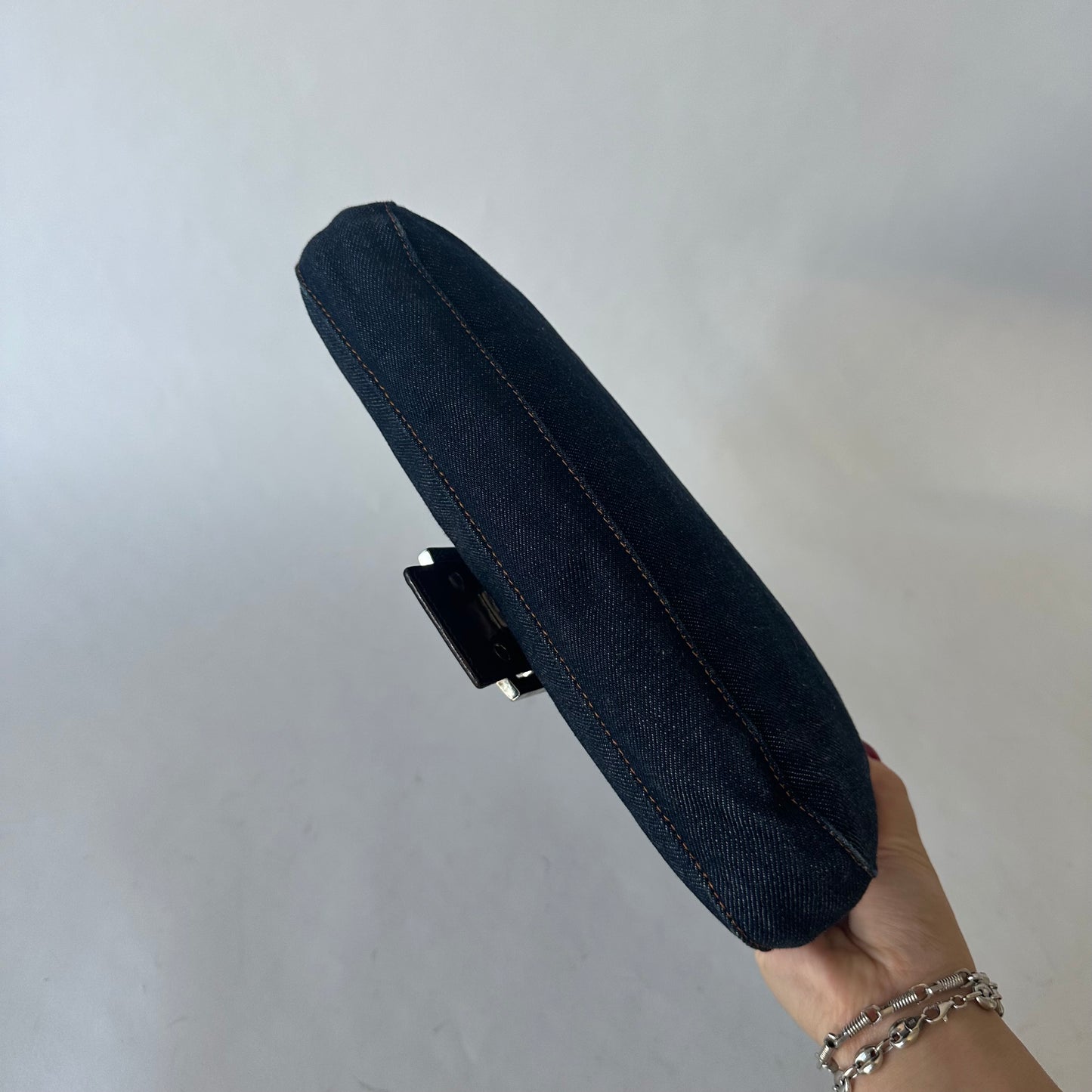 Fendi Denim Classic Baguette Shoulder Bag