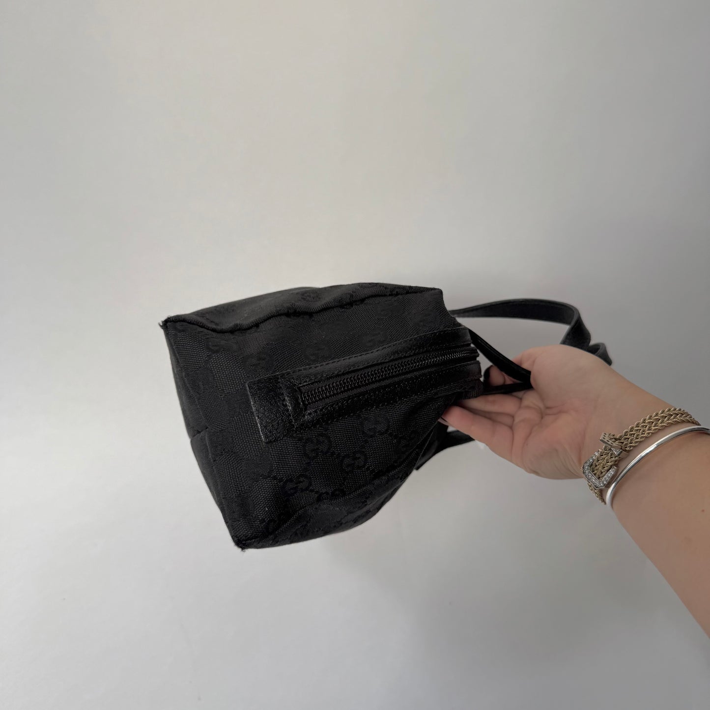 Gucci Black Monogram Top Handle Tote Bag