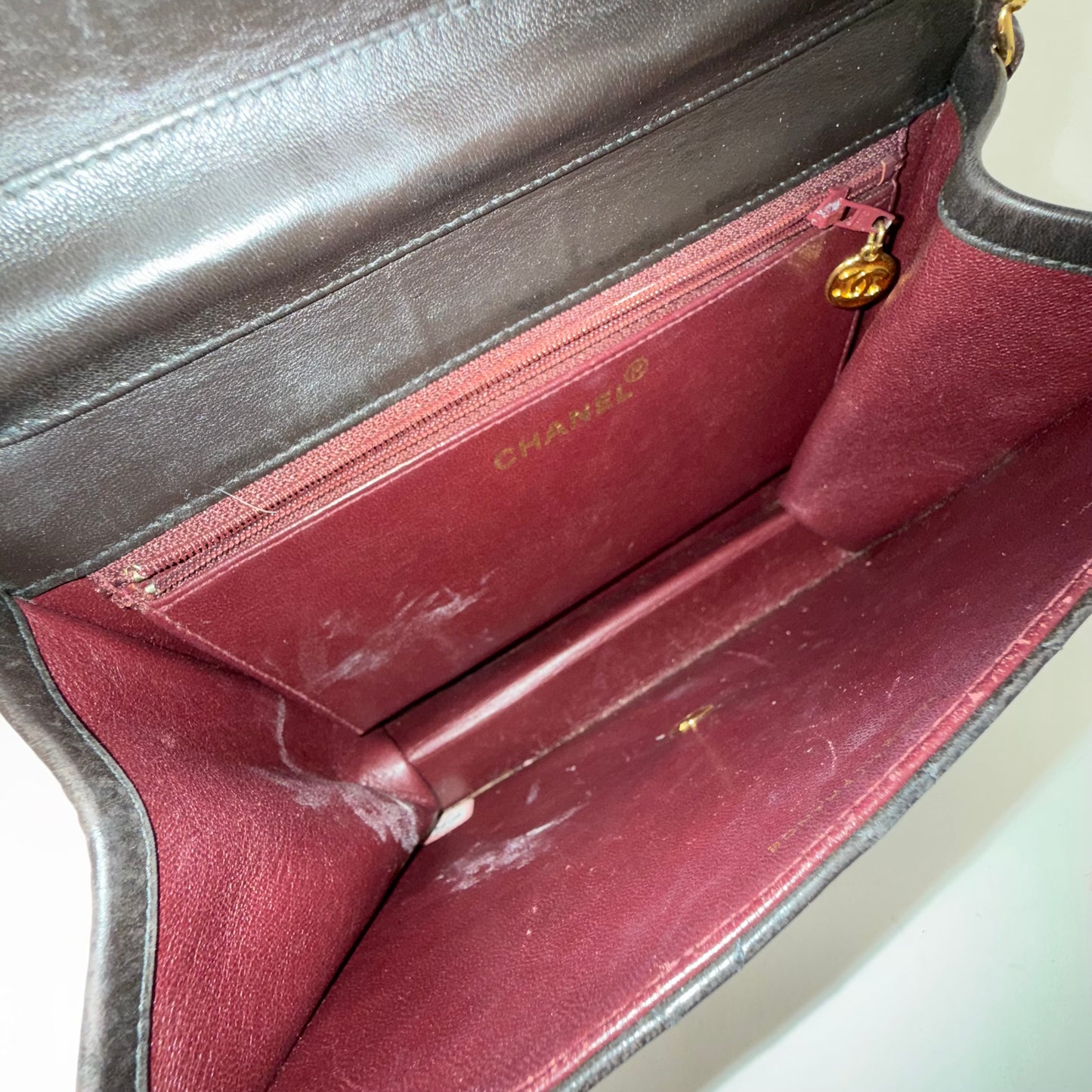 Chanel Dark Brown Lambskin Quilted Vintage Square Flap 24K GPHW