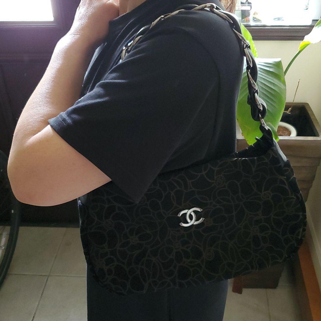 Chanel Brown Suede Cocomark Camellia Floral Bag