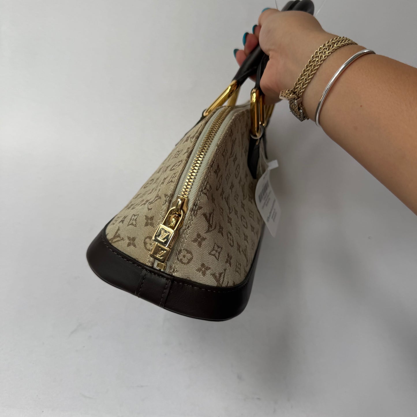 Louis Vuitton Khaki & Brown Mini Lin East West Alma