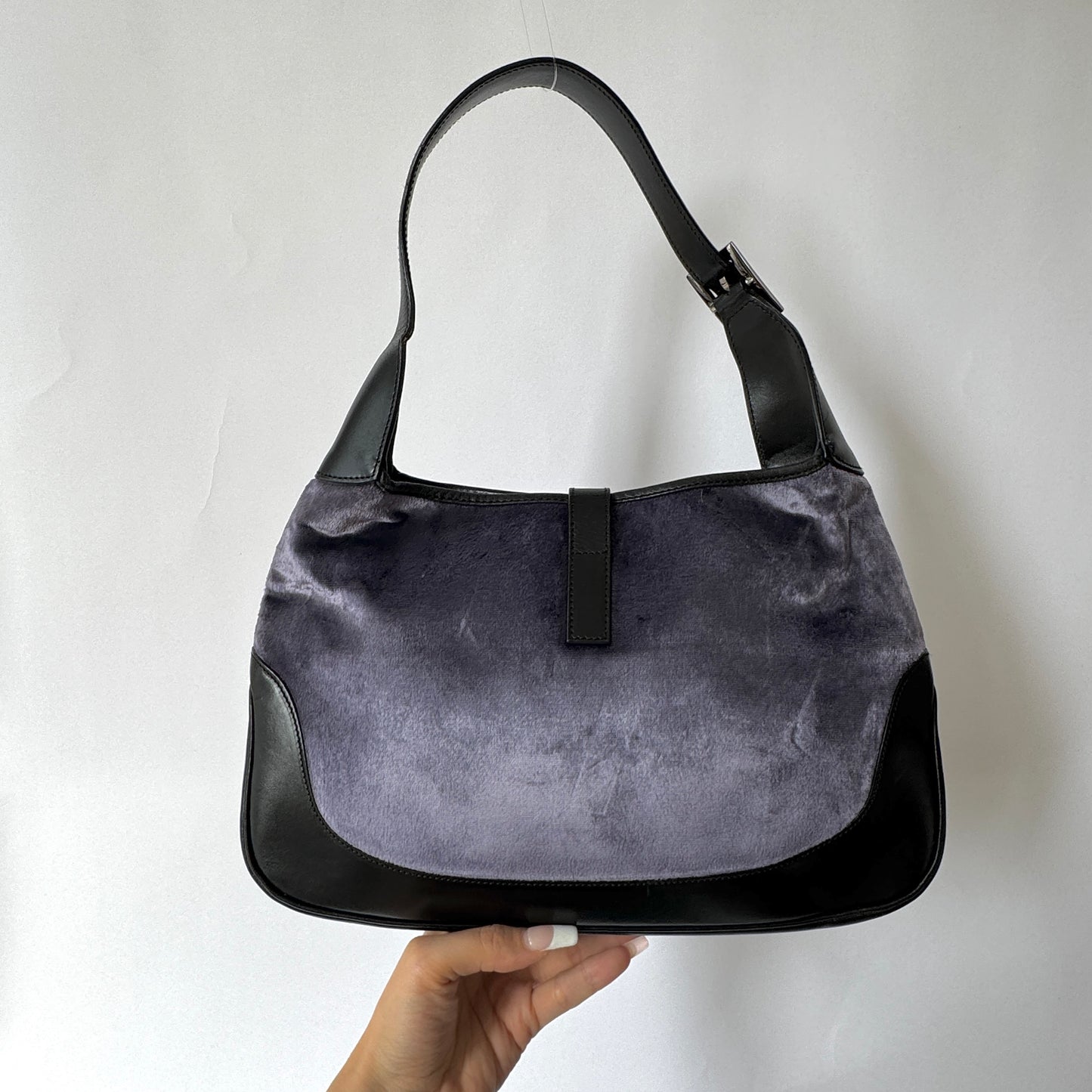 Gucci Purple Velour Jackie Bardot Shoulder Bag