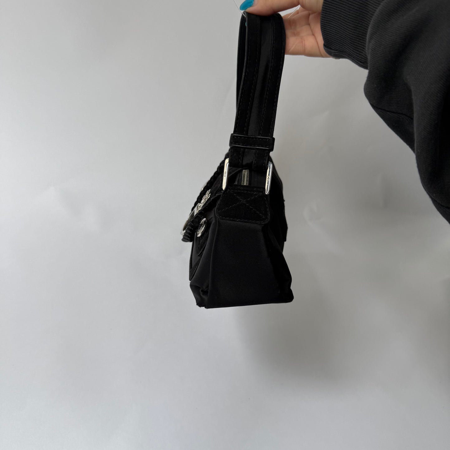 NEW Christian Dior Black Mini Satin Flight Bag