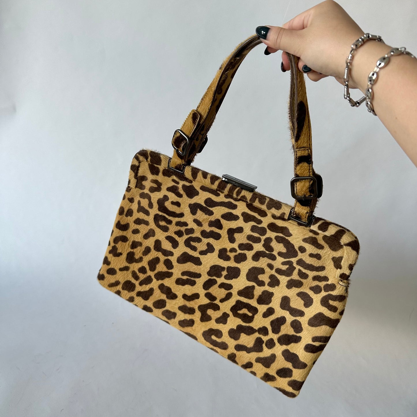 Prada Cheetah Printed Ponyhair Shoulder Bag