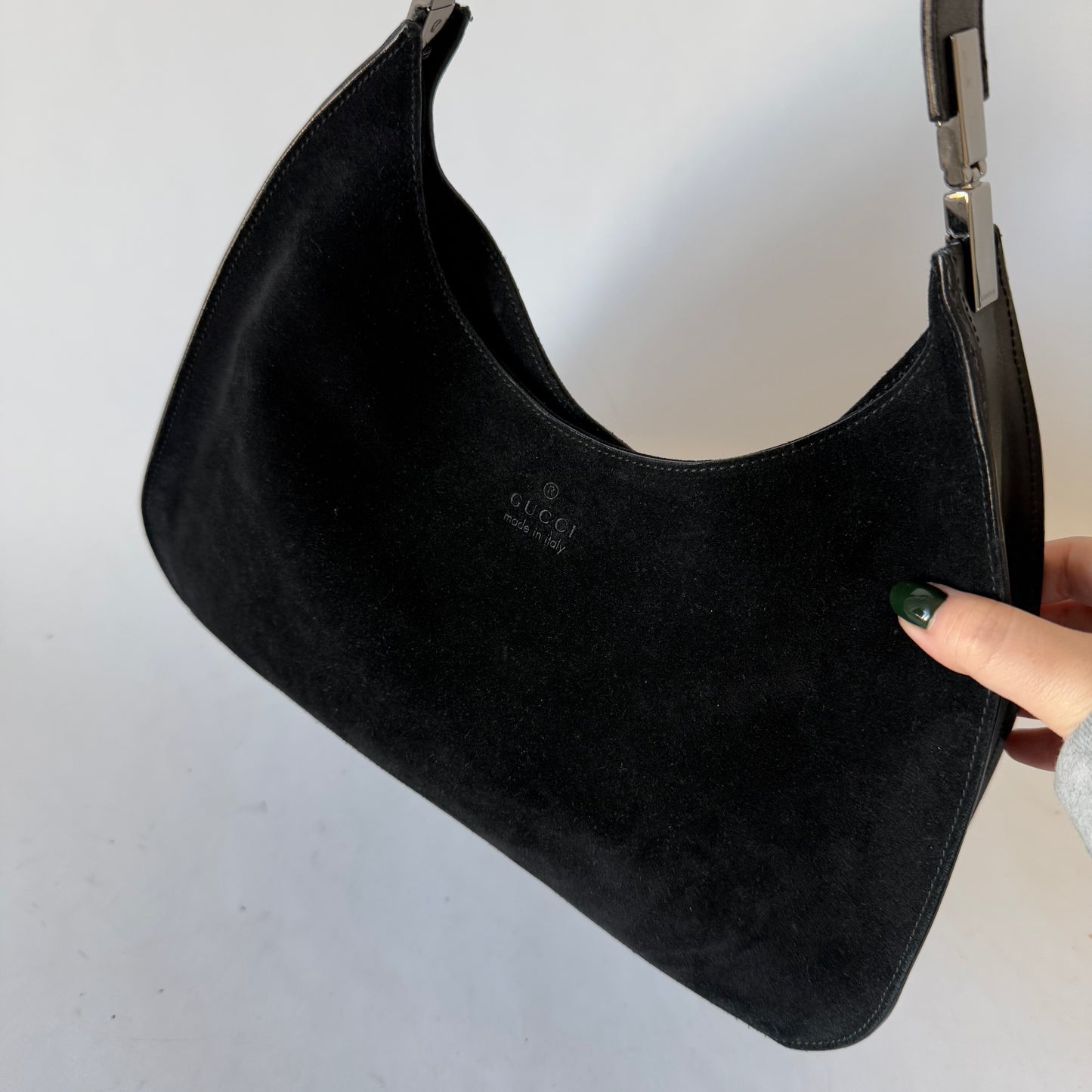 Gucci Black Suede Simple Shoulder Bag