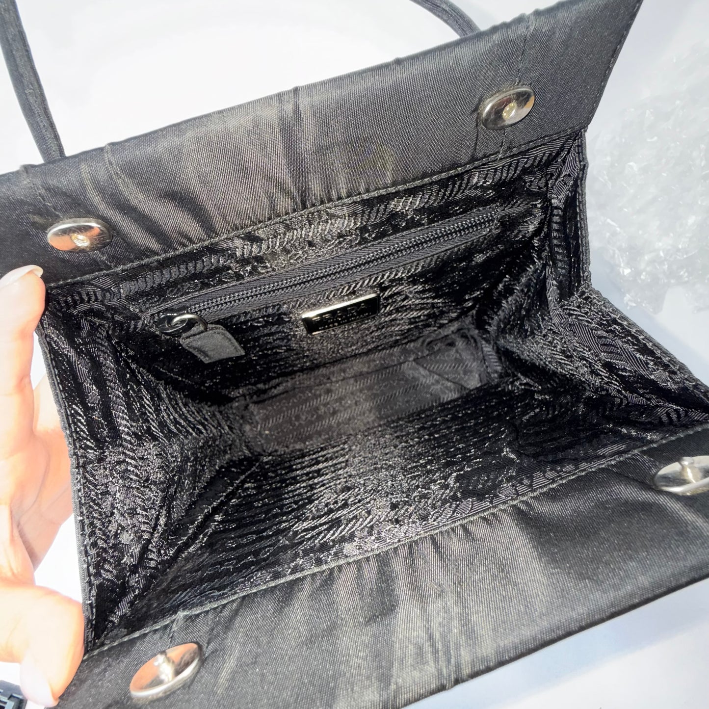 Prada Black Small Satin Tote Bag