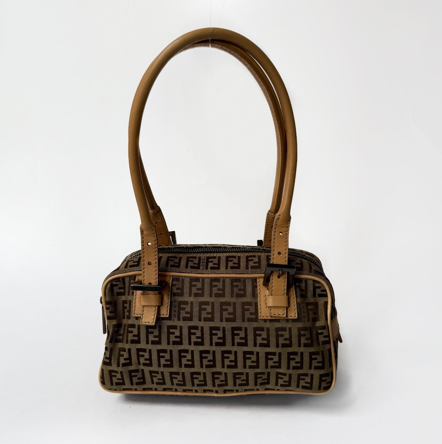 Fendi Brown Zucchino Canvas Shoulder Bag