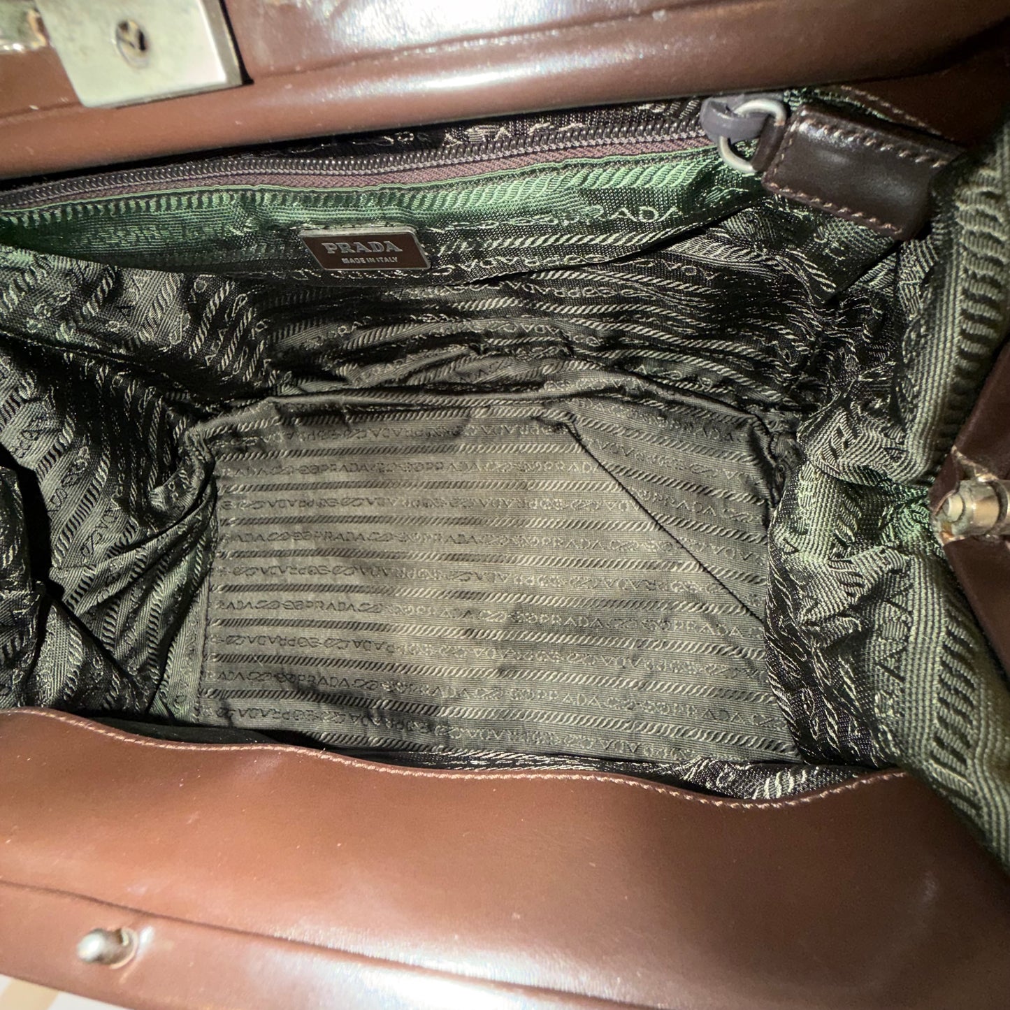 Prada Brown Multicolored Lambskin & Python Leather Doctor Top Handle Bag