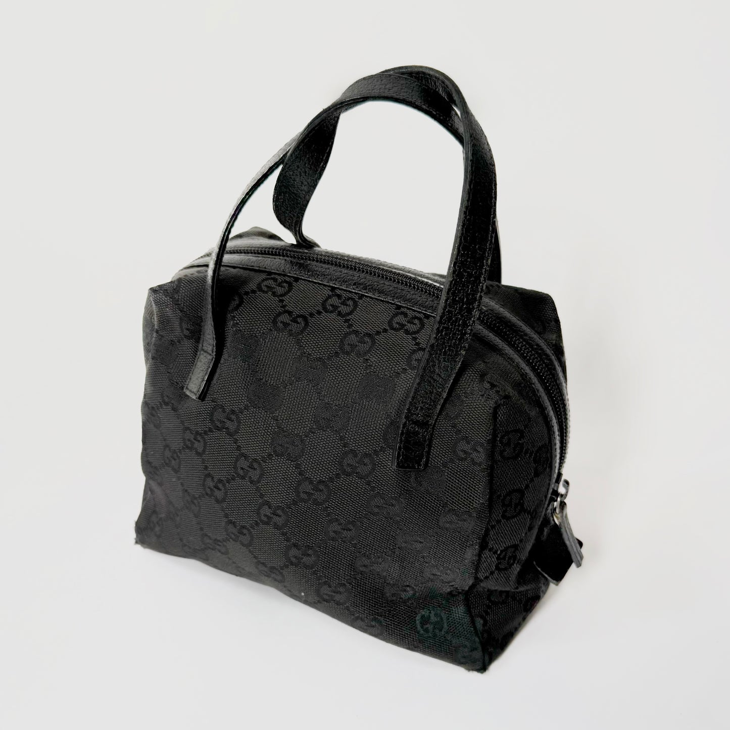 Gucci Black Monogram Top Handle Tote Bag