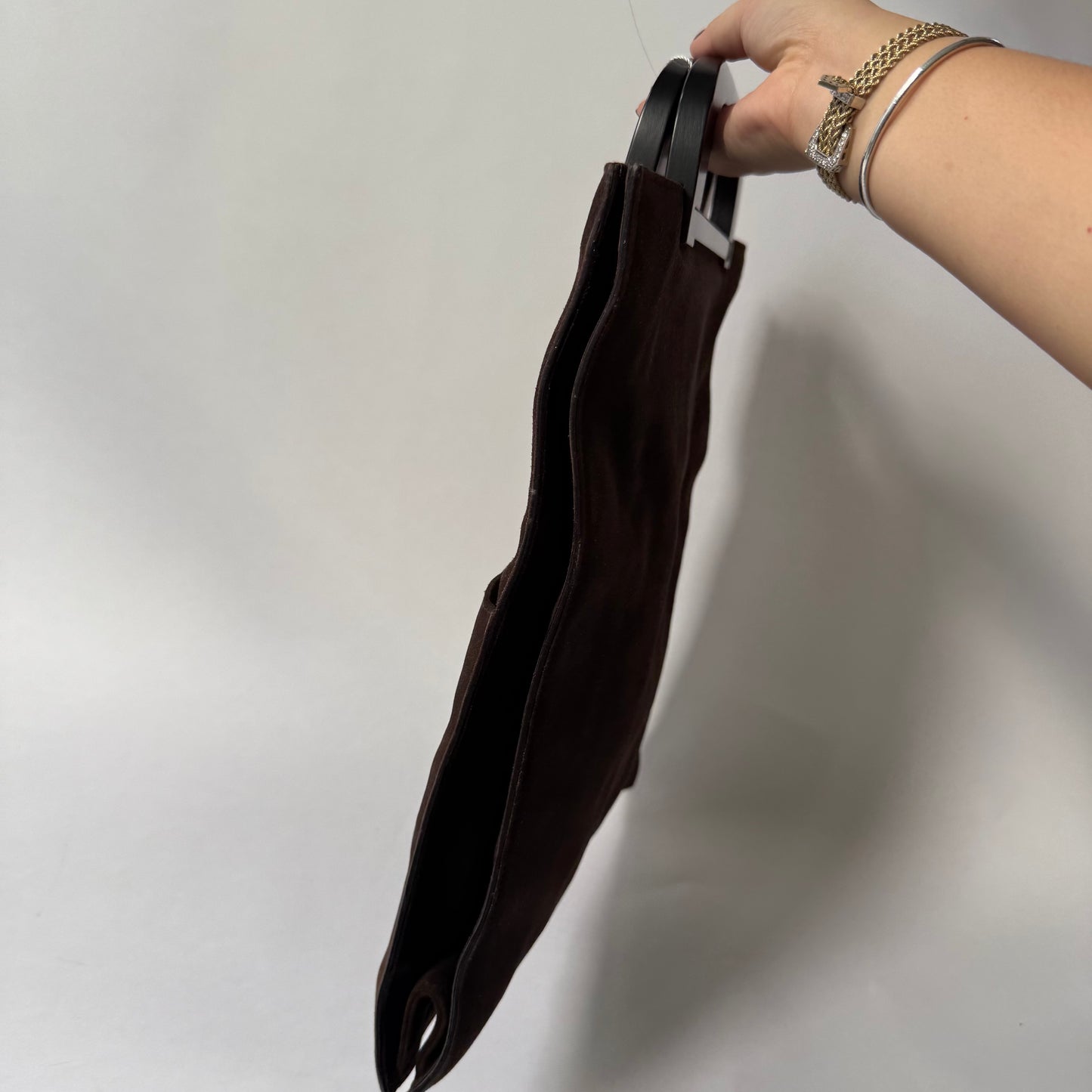 Gucci Brown Suede Top Handle Tote Bag