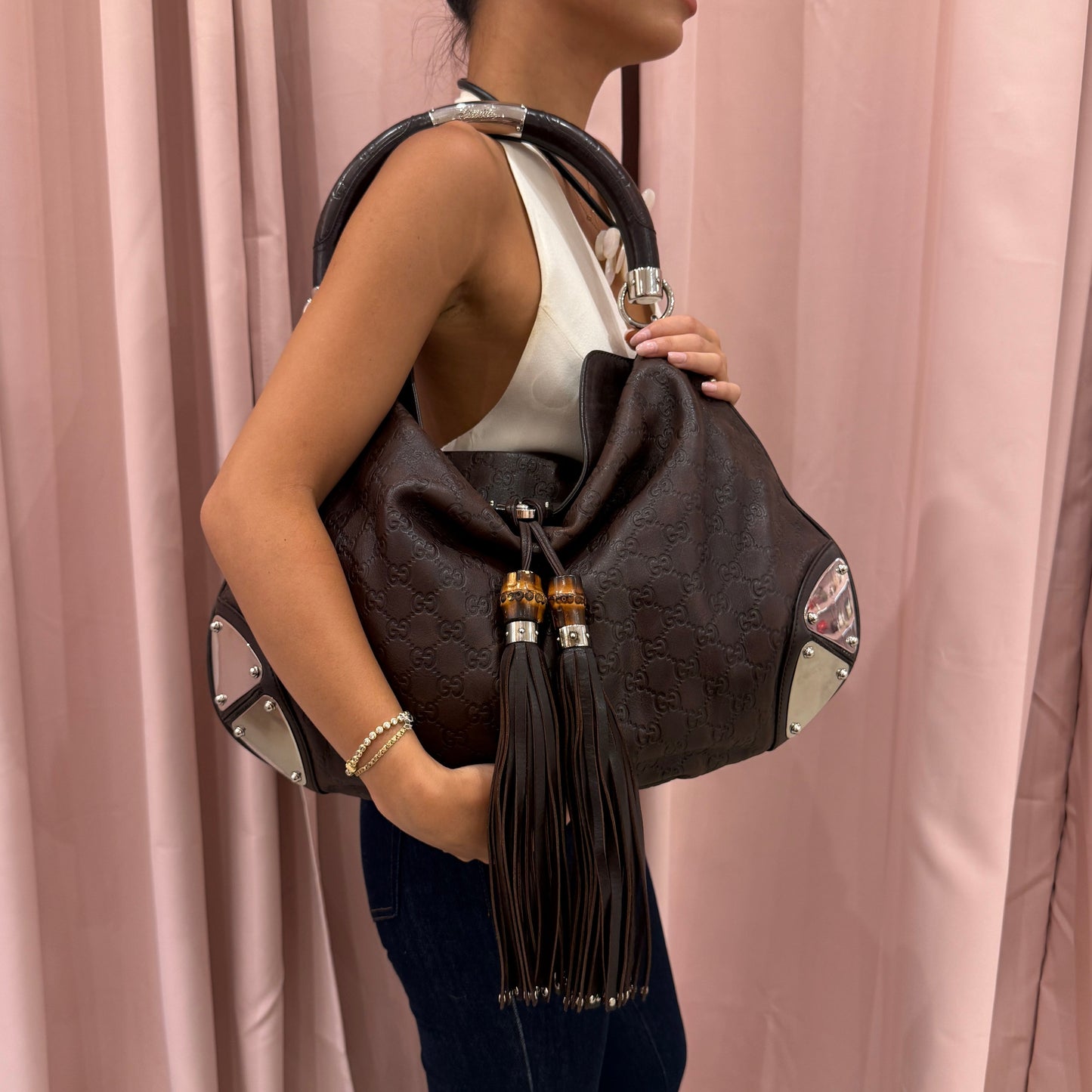 Gucci Brown Leather Babouska Indy Shoulder Bag