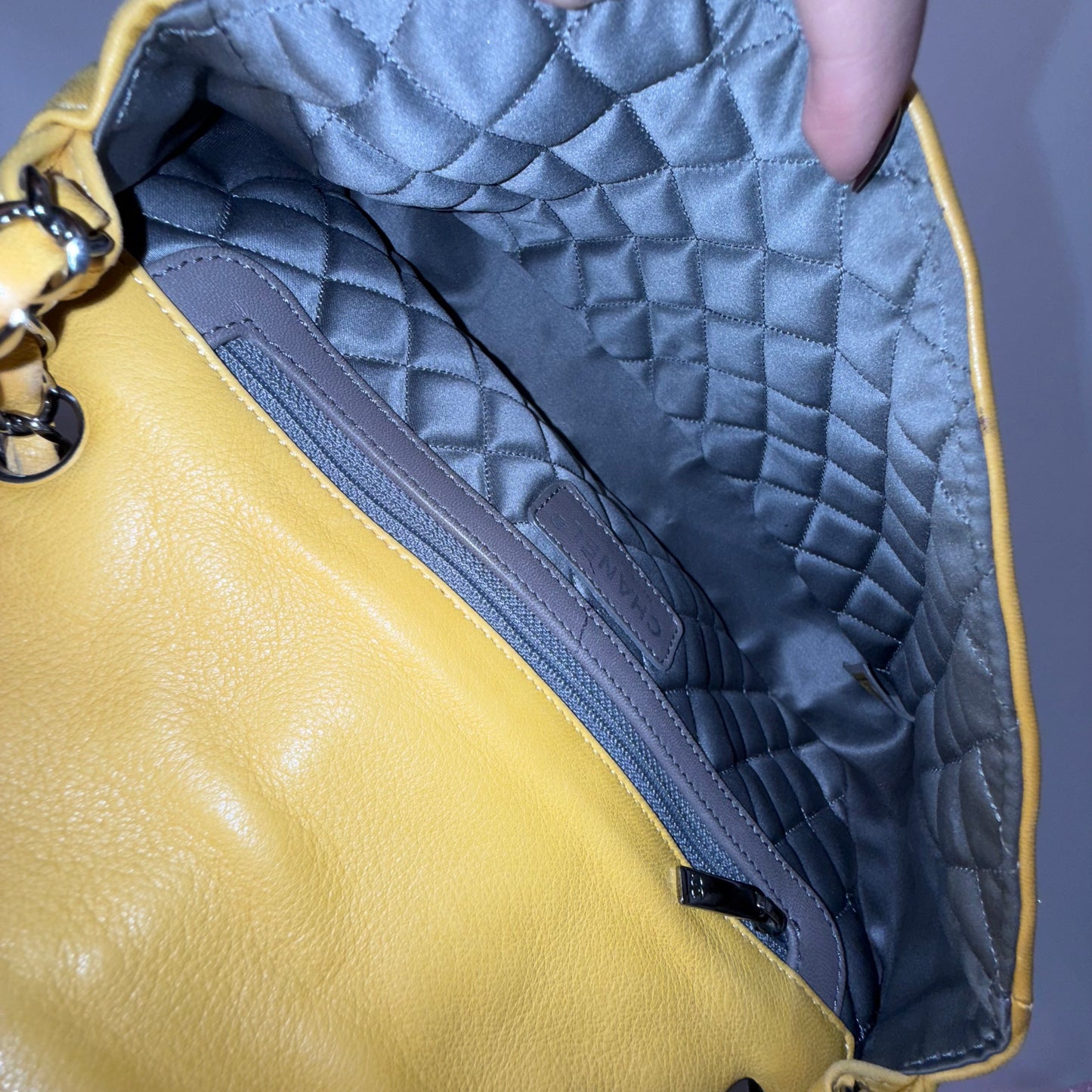 Chanel 2006 Yellow Lambskin Leather Madison Flap Bag