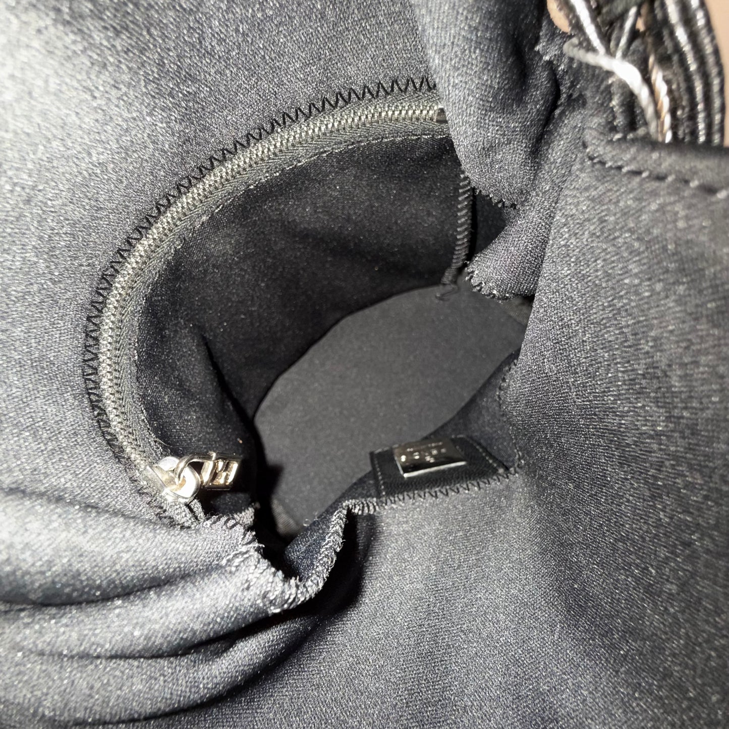 Fendi Black Neoprene Bucket Baguette Bag