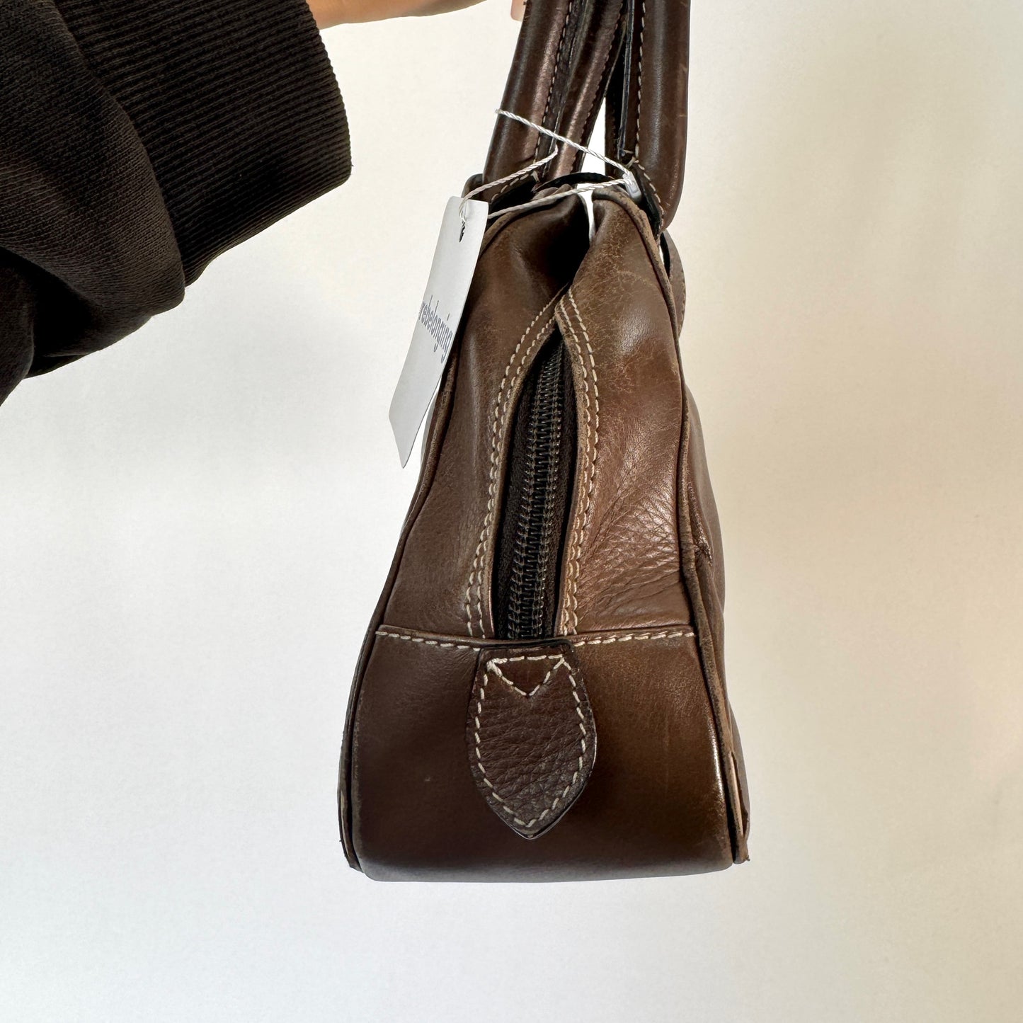 Christian Dior Brown Leather Double Saddle Bowler