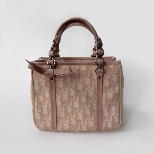 Christian Dior Pink Trotter Coated Canvas Romantique Tote Bag