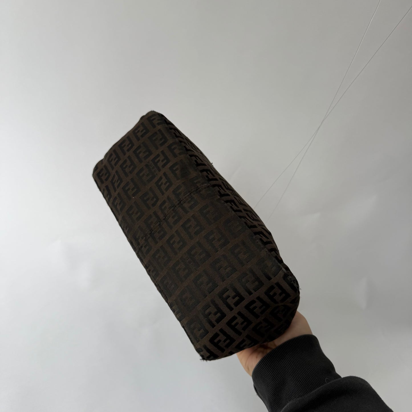 Fendi Brown Zucchino Canvas Mini Top Handle Bag