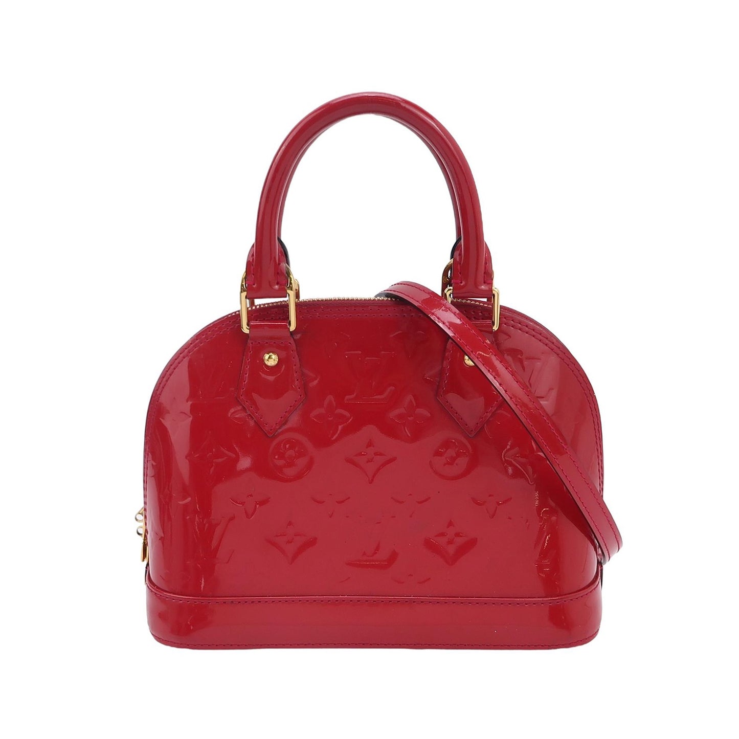 Louis Vuitton Red Vernis Leather Alma BB w/ Crossbody Strap