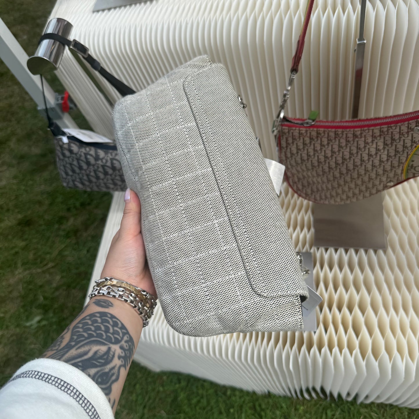 Chanel Canvas Camelia 5 Pochette Shoulder Bag