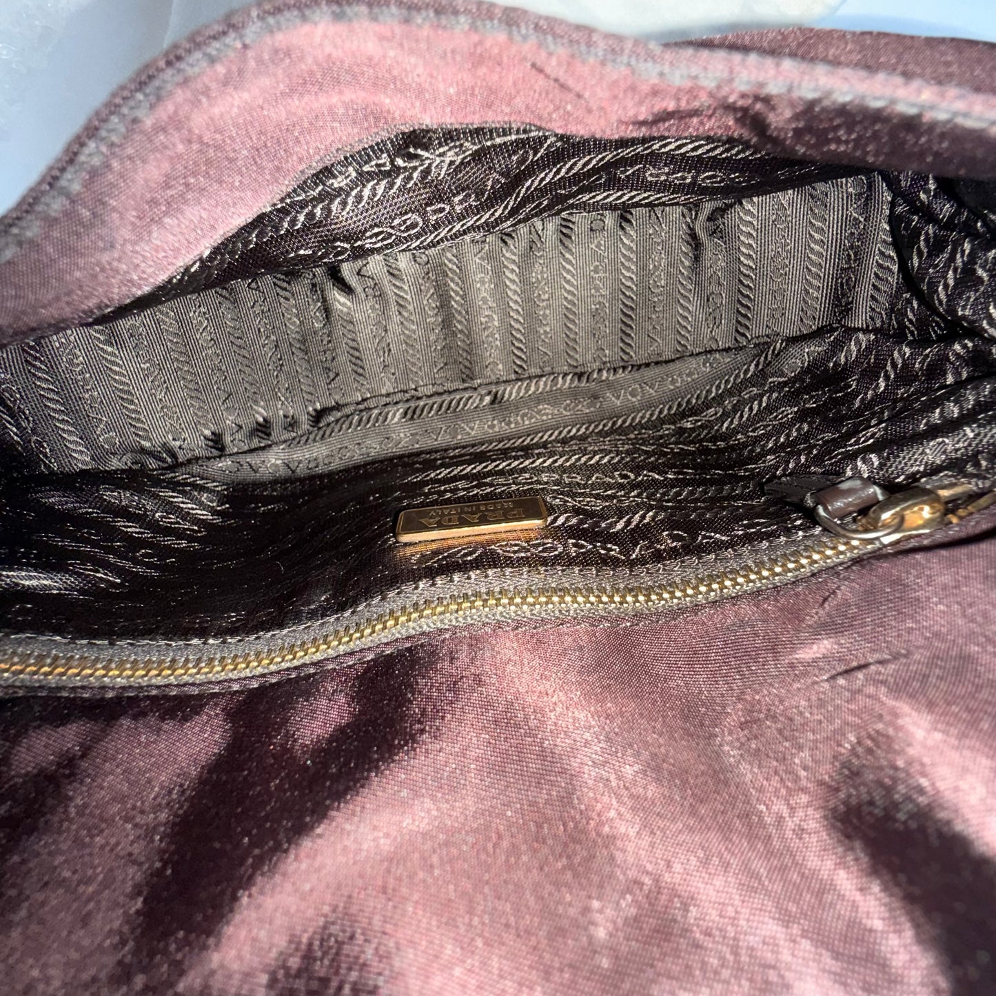 Prada Brown Nylon Reversible Turn Lock Shoulder Bag
