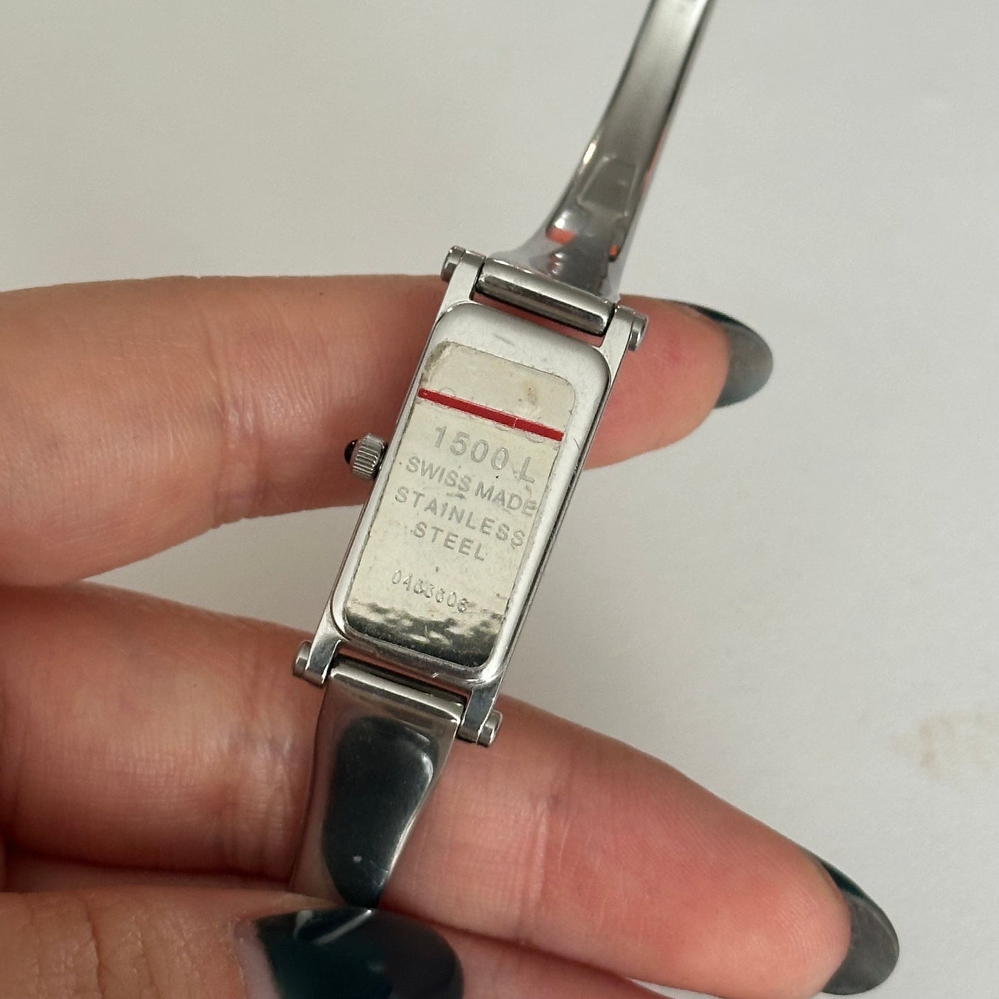 Gucci Silver Black Dial Horsebit Bangle Watch