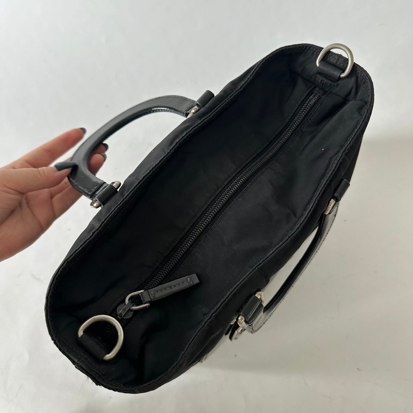 Prada Black Nylon Tessuto Top Handle Bag