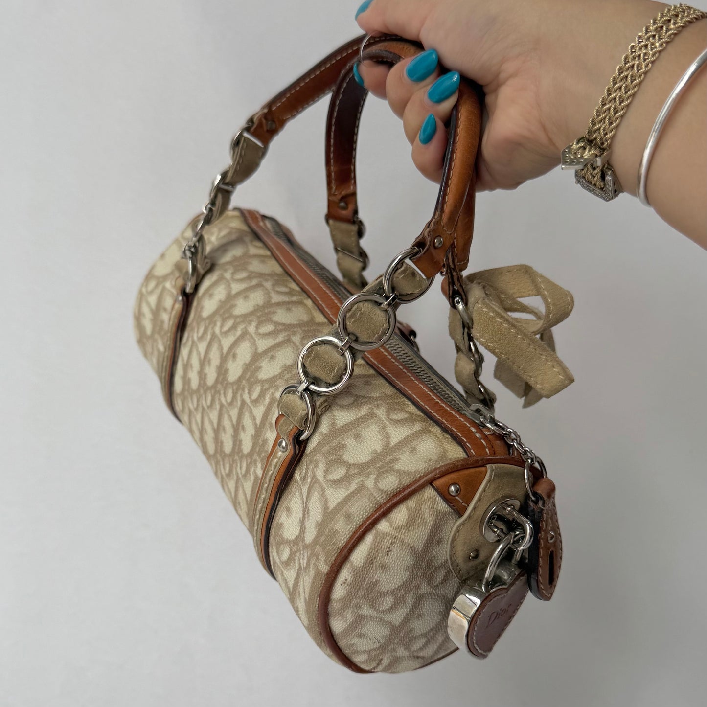 Christian Dior Cream Trotter Romantique Barrel Heart Bag
