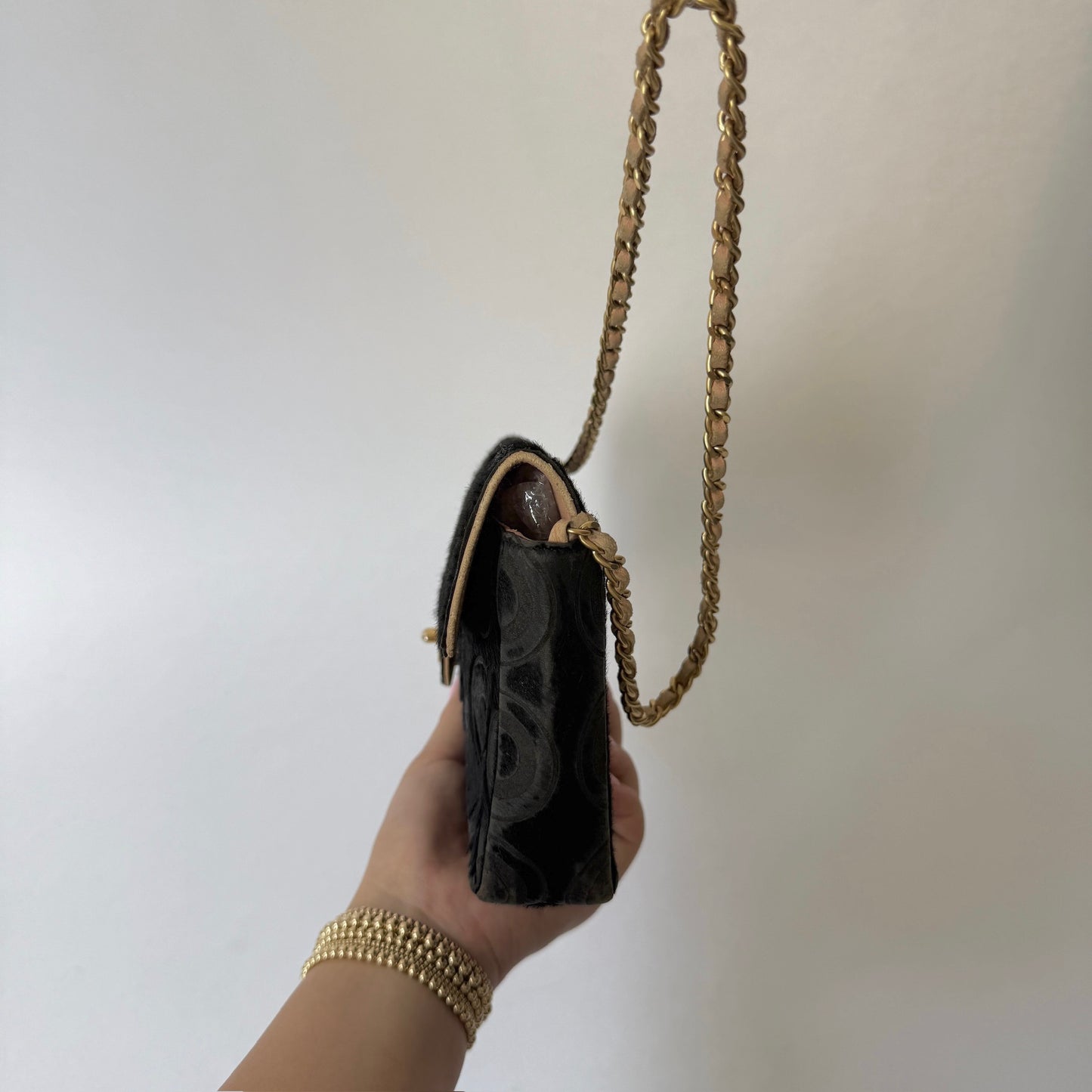 Chanel Black Pony Hair Coco Monogram East/West Flap