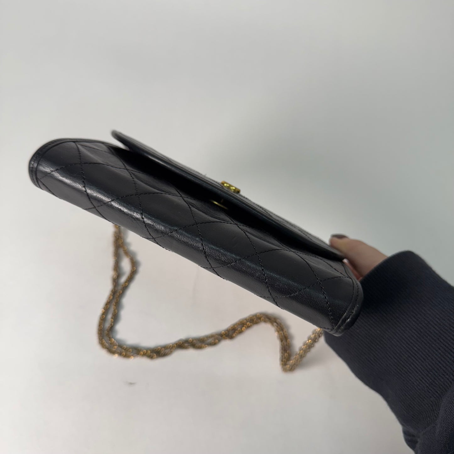 Chanel 1989 Black Lambskin Vintage Gabrielle Flap Crossbody Bag 24K GPHW