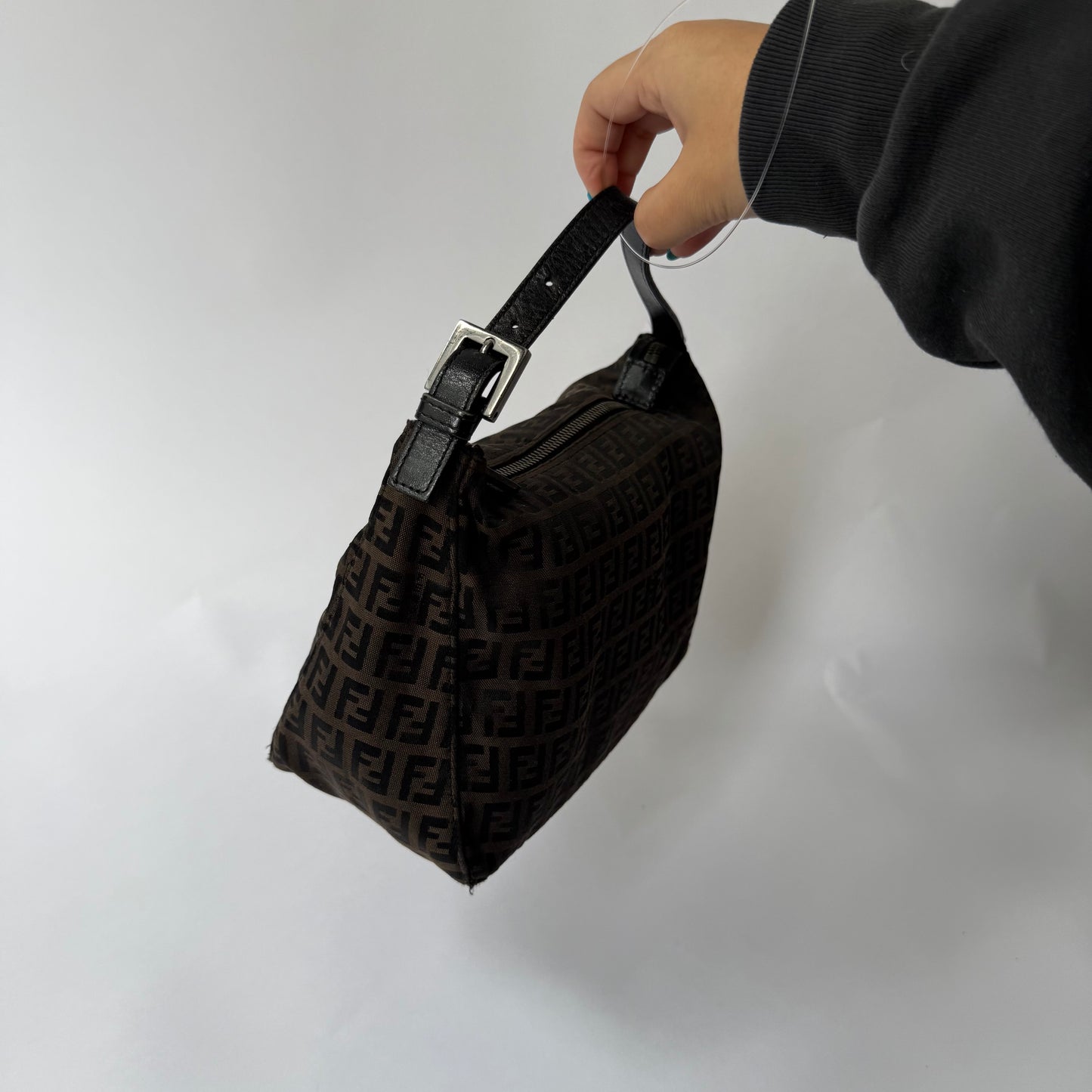 Fendi Brown Zucchino Canvas Mini Top Handle Bag