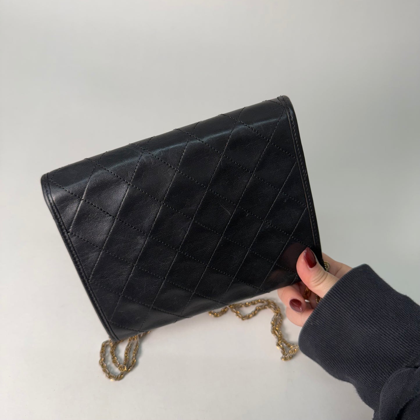 Chanel 1989 Black Lambskin Vintage Gabrielle Flap Crossbody Bag 24K GPHW