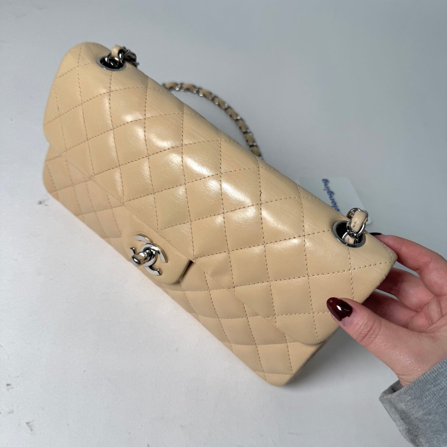 Chanel Cream Lambskin E/W Flap Bag