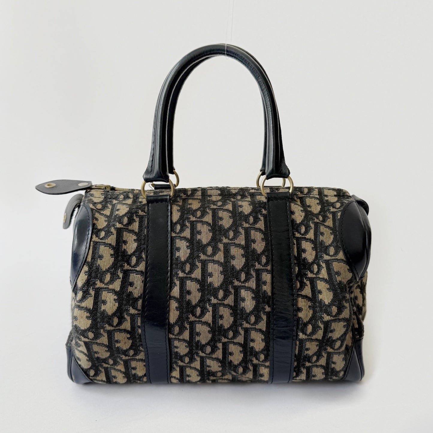Christian Dior Navy Trotter Canvas Small Boston Bag