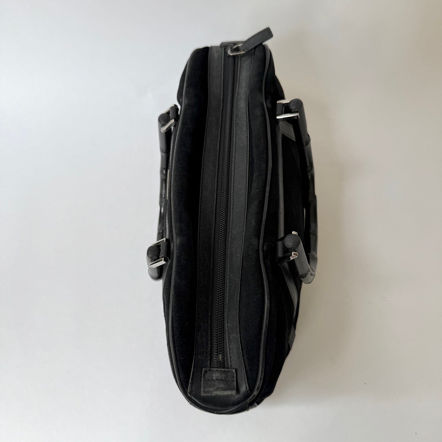 Gucci Black Suede Tom Ford Era Bamboo Handle Bag