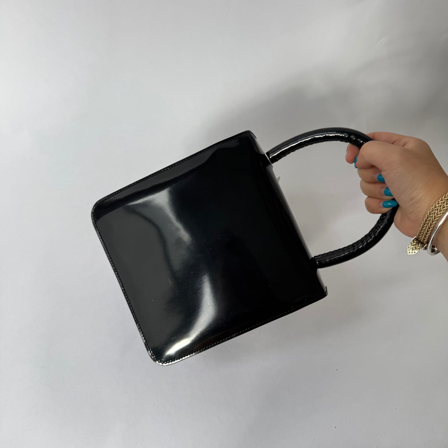 Prada Black Patent Leather Top Handle Bag