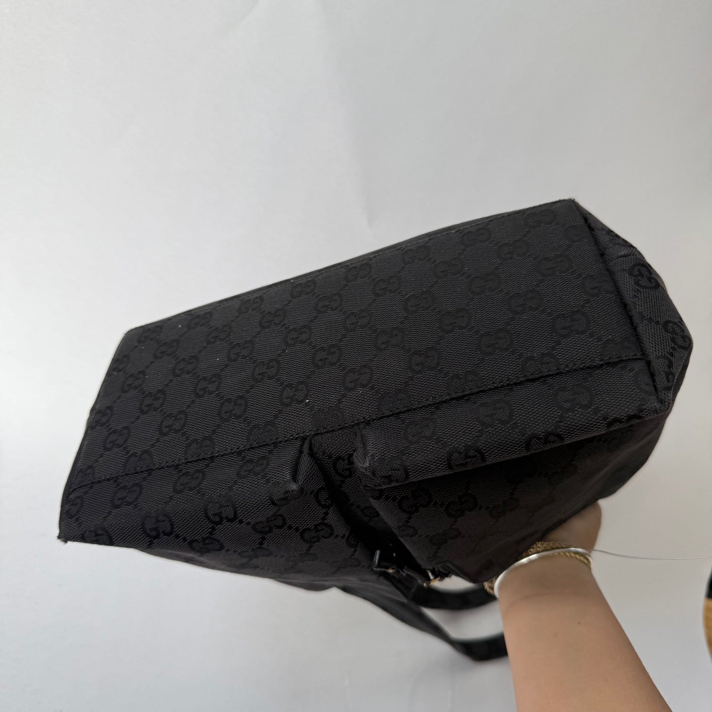 Gucci Black Monogram Canvas Pocket Shoulder Bag