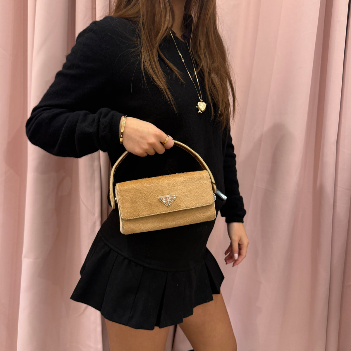 Prada Ponyhair Brown Mini Top Handle