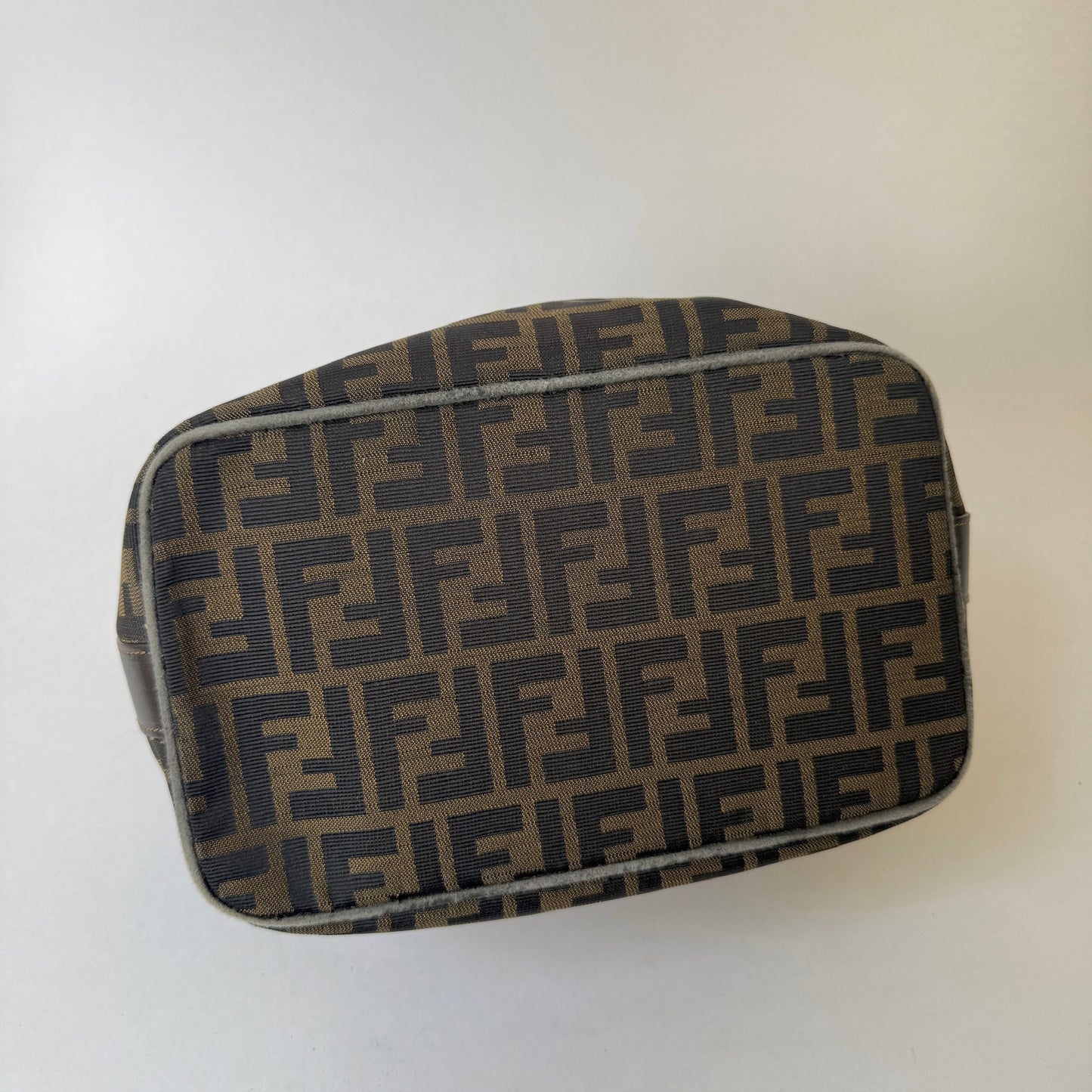 Fendi Brown Zucca Canvas Clip Top Vanity Bag