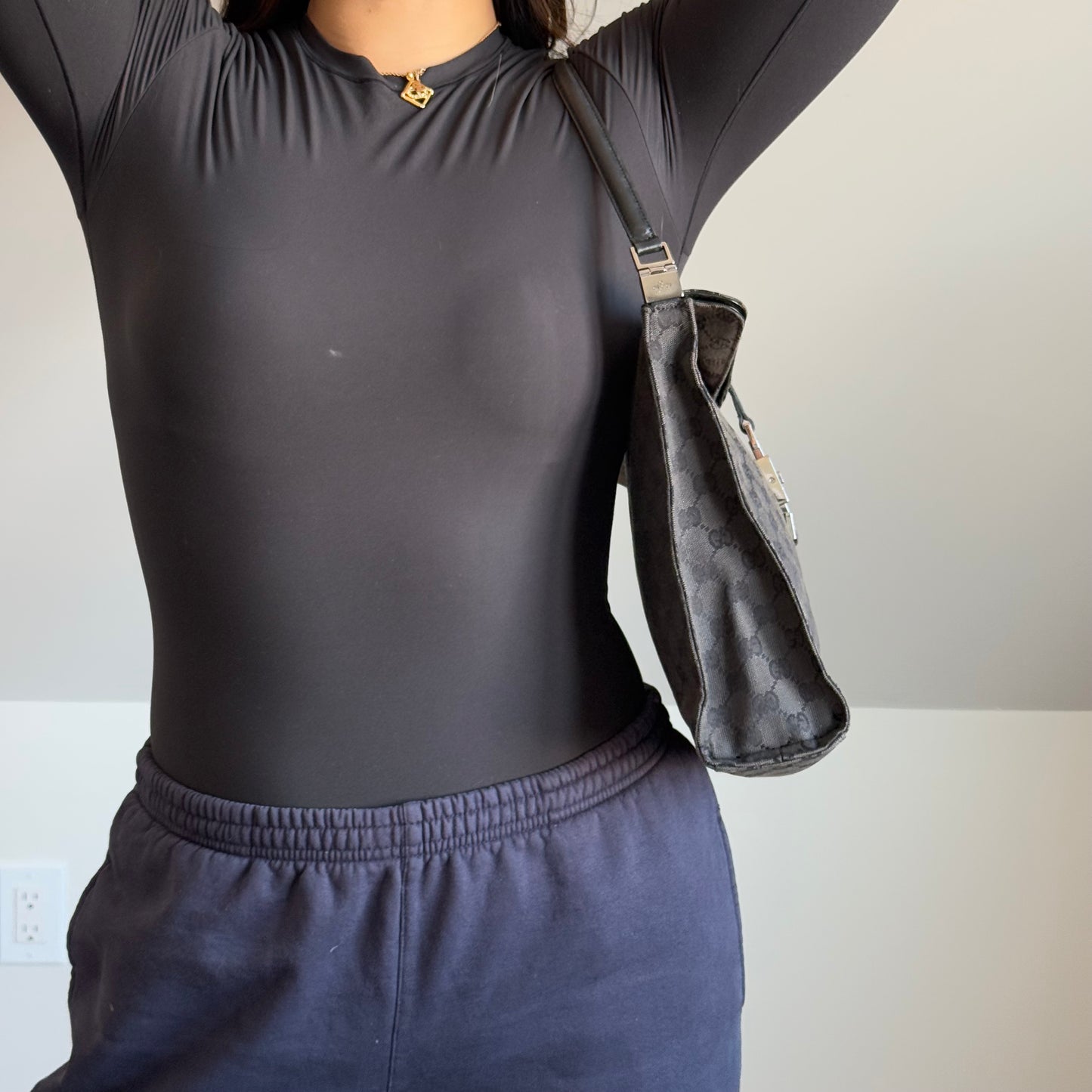 Gucci Black Jackie Monogram Bardot Shoulder Bag