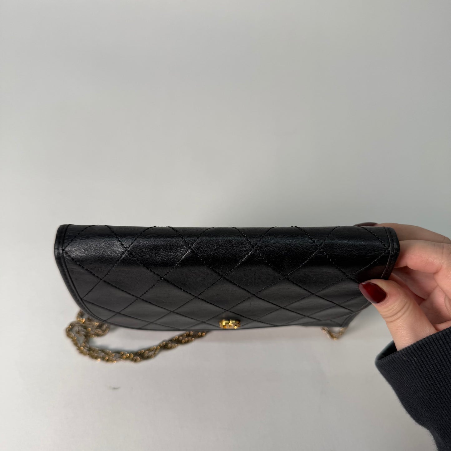Chanel 1989 Black Lambskin Vintage Gabrielle Flap Crossbody Bag 24K GPHW