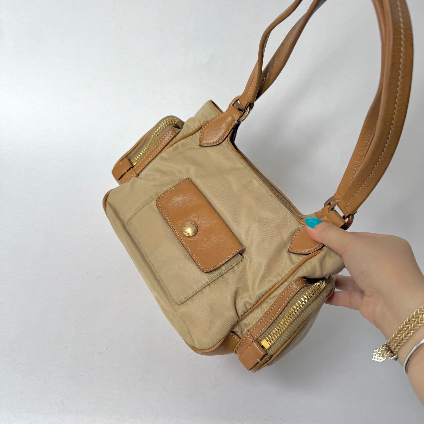 Prada Beige Multipocket Shoulder Tote Bag