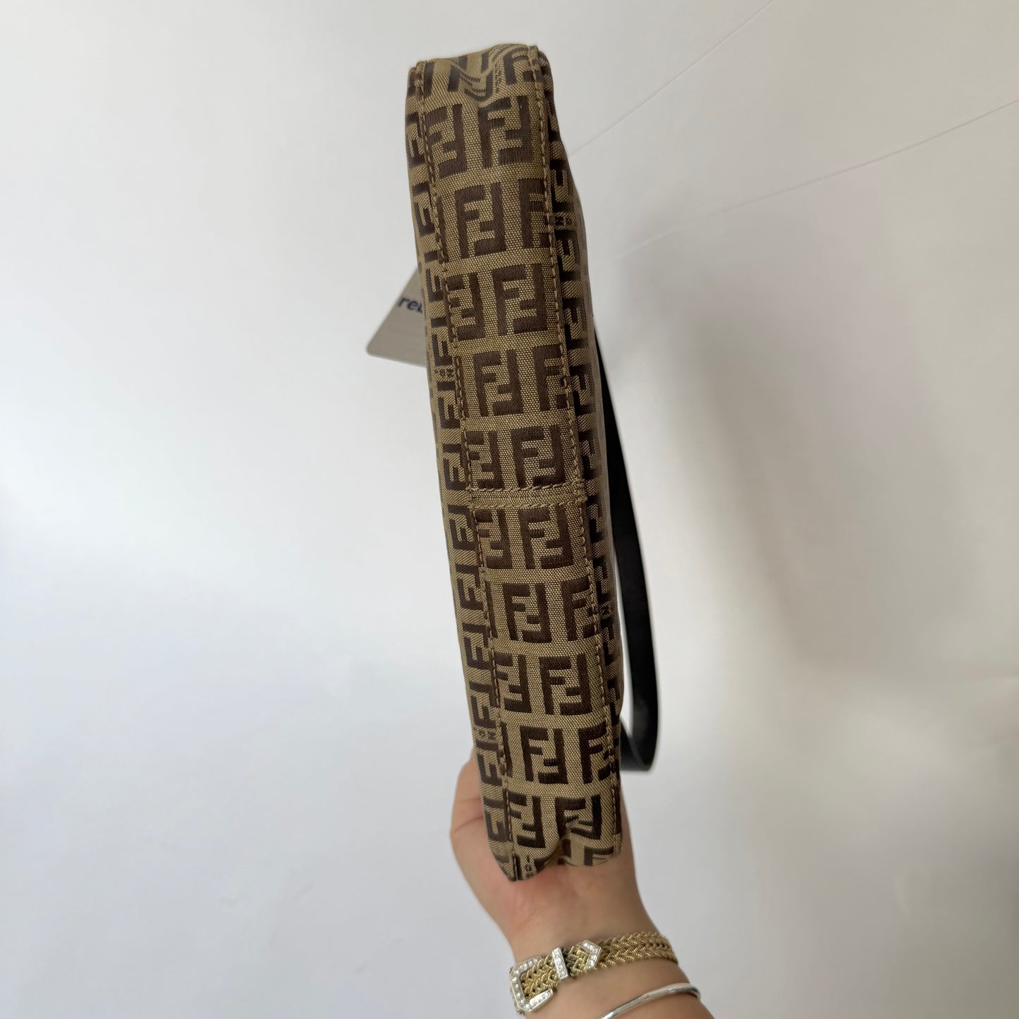Fendi Brown Zucchino Canvas Pochette