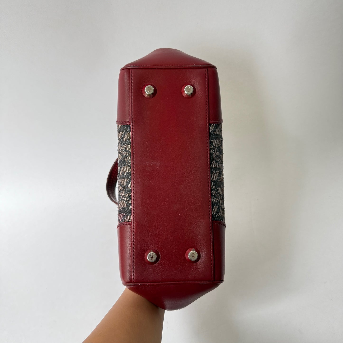 RARE Christian Dior Red & Navy Trotter Monogram Doctor Bag