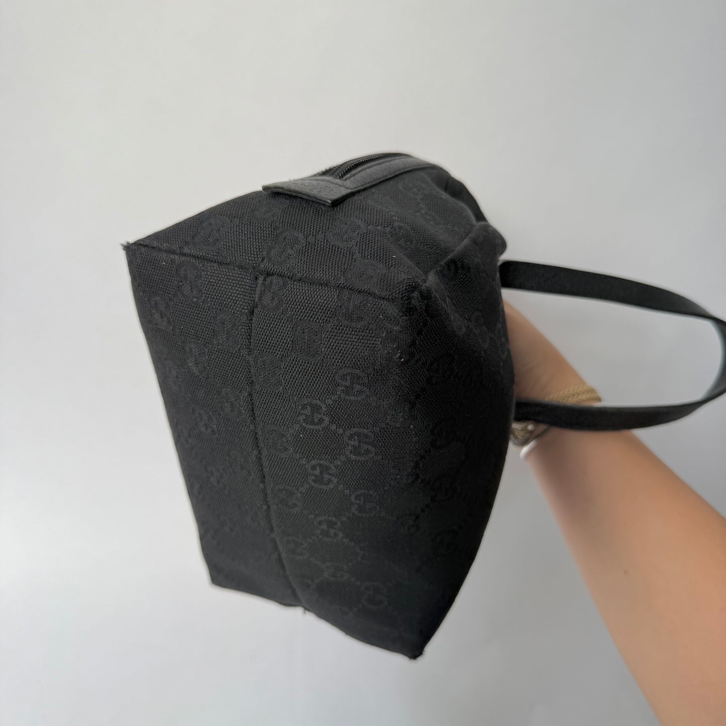 Gucci Black Monogram Top Handle Tote Bag